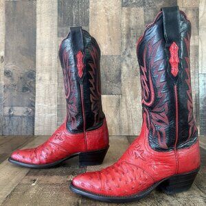 Lucchese 2000 Red Ostrich T3613J4 Western Cowboy Boots Womens 6 B
